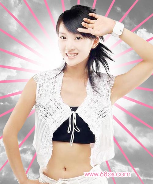 Photoshop处理女生照片为光彩飞扬特效