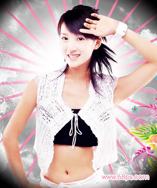 Photoshop处理女生照片为光彩飞扬特效