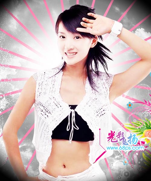 Photoshop处理女生照片为光彩飞扬特效