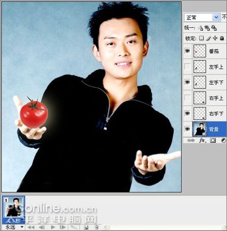 Photoshop CS3的IR制作帅哥抛番茄动画