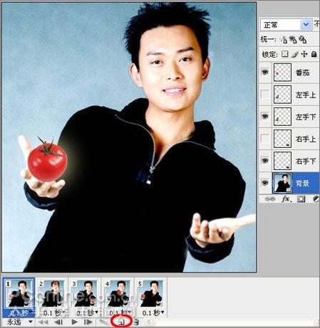 Photoshop CS3的IR制作帅哥抛番茄动画