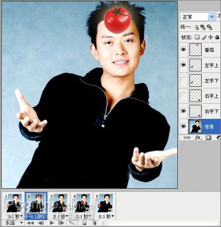 Photoshop CS3的IR制作帅哥抛番茄动画