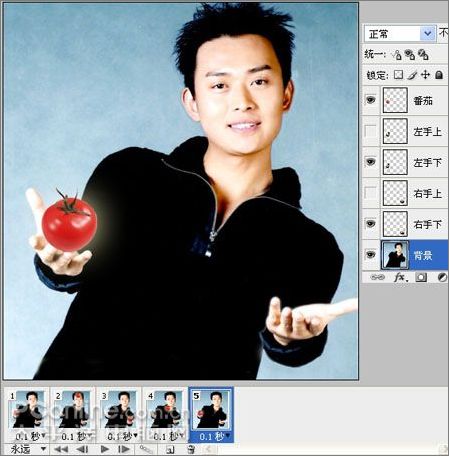Photoshop CS3的IR制作帅哥抛番茄动画