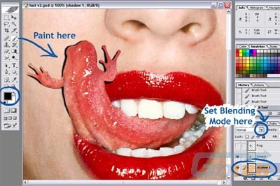 Photoshop制作恐怖另类的舌头