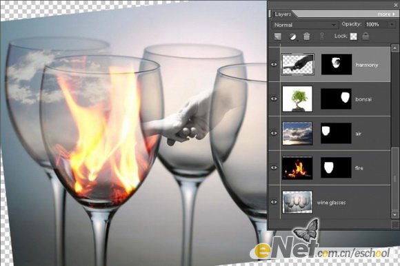 PS照片合成:创意合成杯中世界