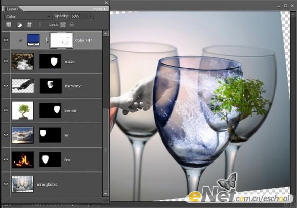 PS照片合成:创意合成杯中世界