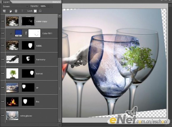 PS照片合成:创意合成杯中世界