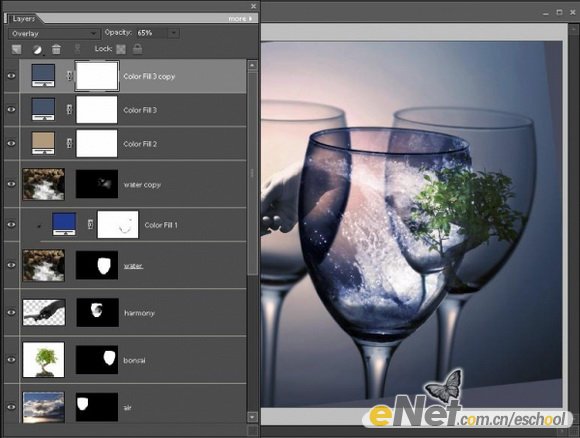 PS照片合成:创意合成杯中世界