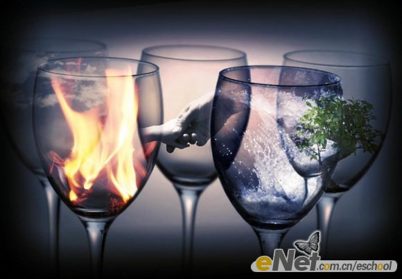 PS照片合成:创意合成杯中世界