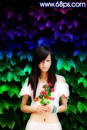 Photoshop女生照片添加彩虹特效