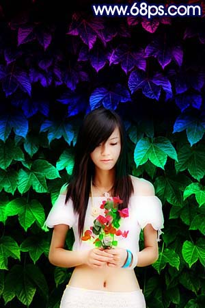 Photoshop女生照片添加彩虹特效