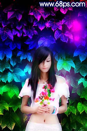 Photoshop女生照片添加彩虹特效