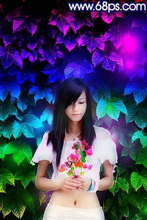 Photoshop女生照片添加彩虹特效