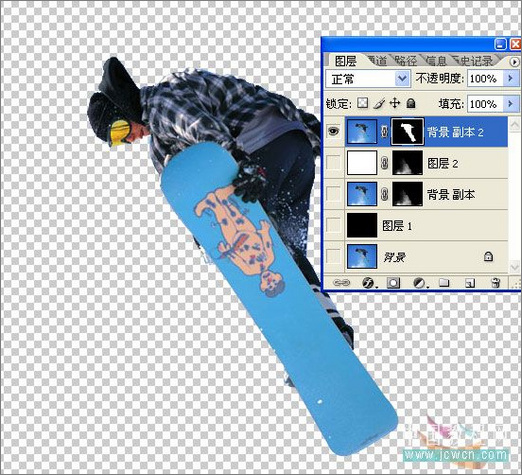 创意：PS教程之飞出相片的滑雪运动员