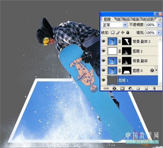 创意：PS教程之飞出相片的滑雪运动员