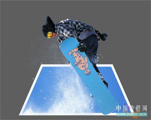 创意：PS教程之飞出相片的滑雪运动员