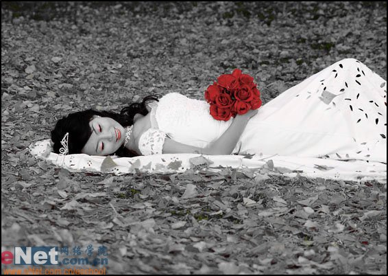 Photoshop教程：婚纱照MM红花一朵