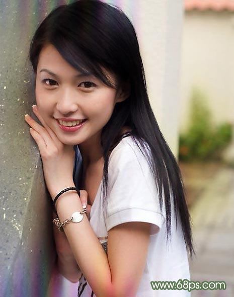 Photoshop处理普通照片为醉人微笑古典签名