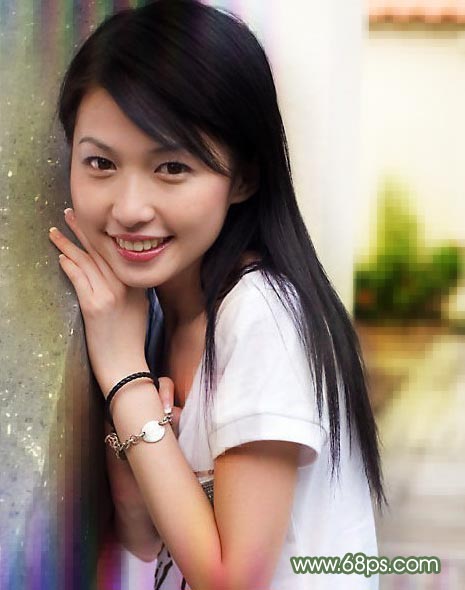 Photoshop处理普通照片为醉人微笑古典签名