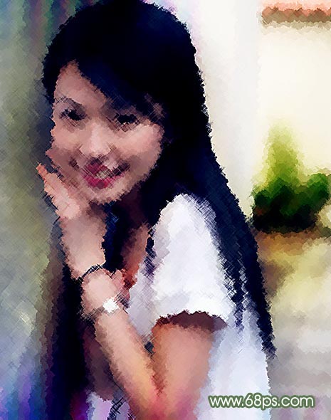 Photoshop处理普通照片为醉人微笑古典签名