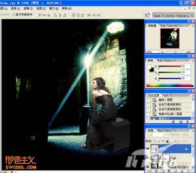 照片处理 Photoshop加光线突出照片人物