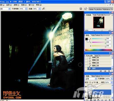 照片处理 Photoshop加光线突出照片人物