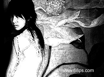 Photoshop油墨概况滤镜应用在MM照片上