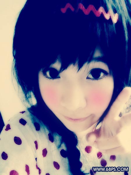 Photoshop制作蓝色格调的MM非主流照片