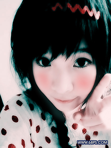 Photoshop制作蓝色格调的MM非主流照片