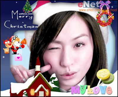 Photoshop教程:MM圣诞大头贴的制作_脚本之家jb51.net网络整理