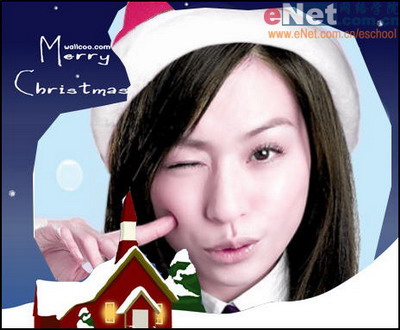 Photoshop教程:MM圣诞大头贴的制作_脚本之家jb51.net网络整理