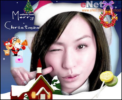 Photoshop教程:MM圣诞大头贴的制作_脚本之家jb51.net网络整理