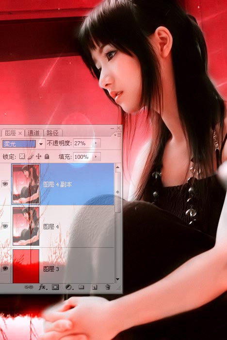photoshop教程:照片转红色仿漫画效果