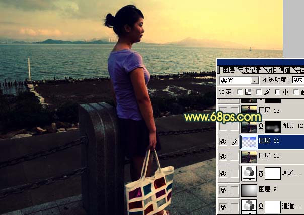 Photoshop 调出外景照片金色的黄昏效果