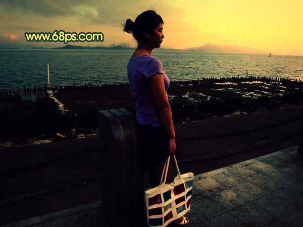 Photoshop 调出外景照片金色的黄昏效果