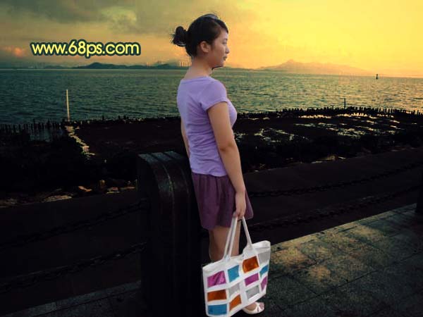 Photoshop 调出外景照片金色的黄昏效果