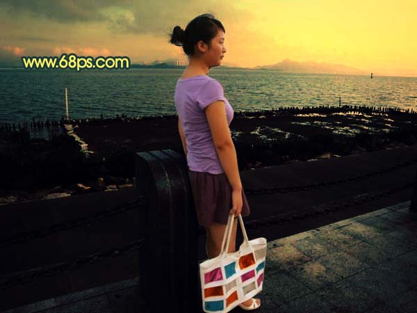 Photoshop 调出外景照片金色的黄昏效果