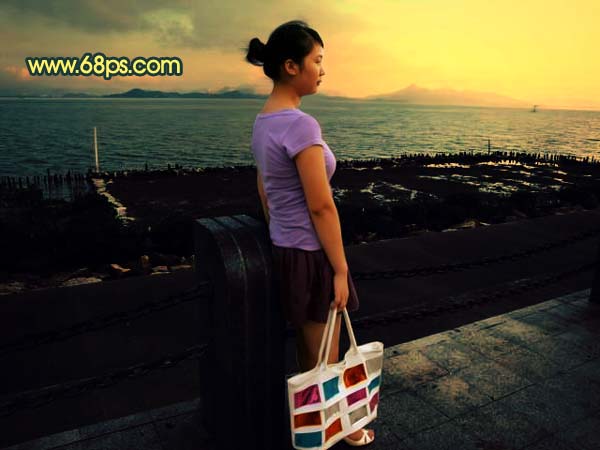 Photoshop 调出外景照片金色的黄昏效果