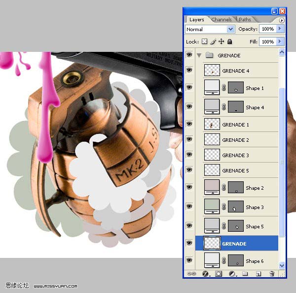 Photoshop 一张潮流风格手枪插画