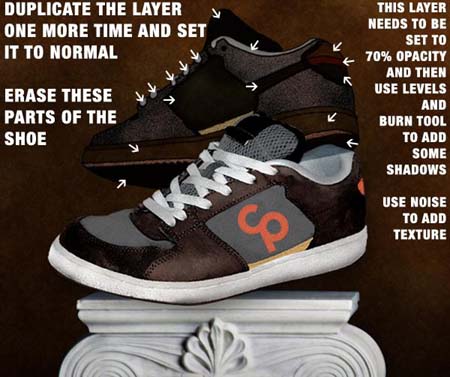 Photoshop 制作古典风格的运动鞋海报