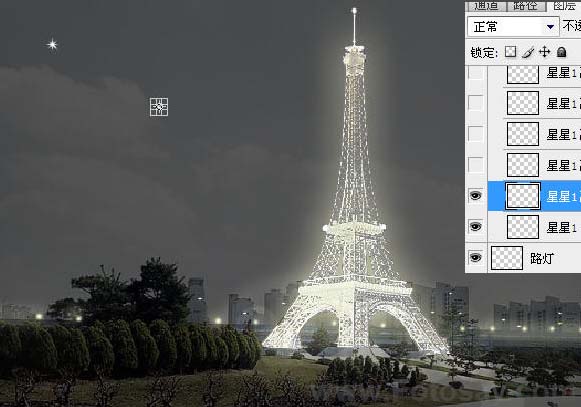 Photoshop 照片转成繁星闪烁夜景效果