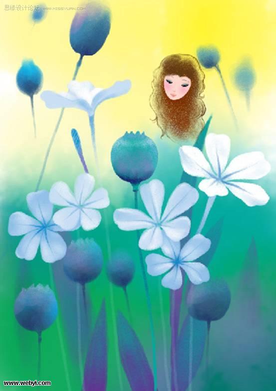 photoshop 鼠绘梦幻的卡通人物场景插画