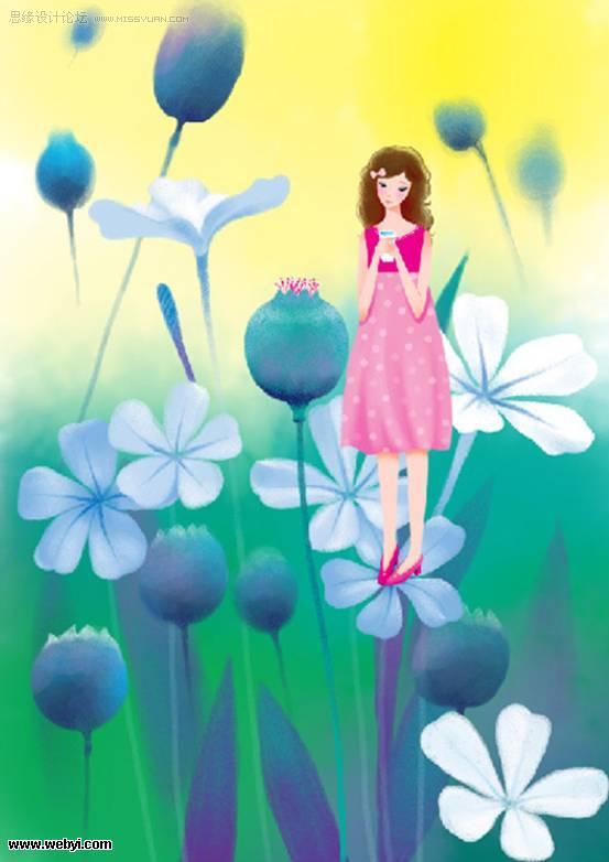 photoshop 鼠绘梦幻的卡通人物场景插画