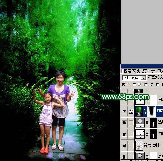 Photoshop 调出外景人物照片梦幻的绿色调