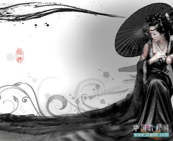 Photoshop打造一张艺术的水墨古典人物插画