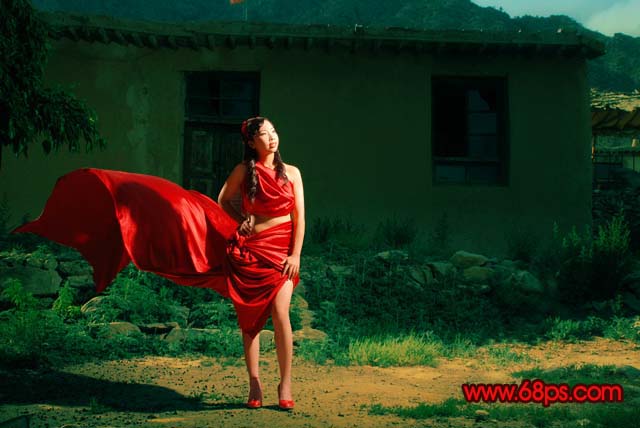 Photoshop 调出外景人物照片强对比的暗红色