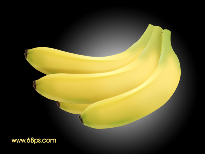 Photoshop 制作一串成熟的香蕉”