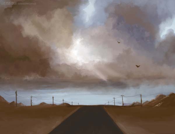 photoshop 鼠绘空旷的高速路上的鼠绘