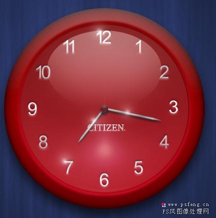Photoshop 漂亮的红色水晶壁钟