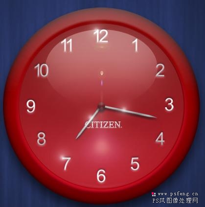 Photoshop 漂亮的红色水晶壁钟